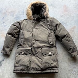 WOORICH Arctic Fur Hooded Down Parka Jacket Olive Green